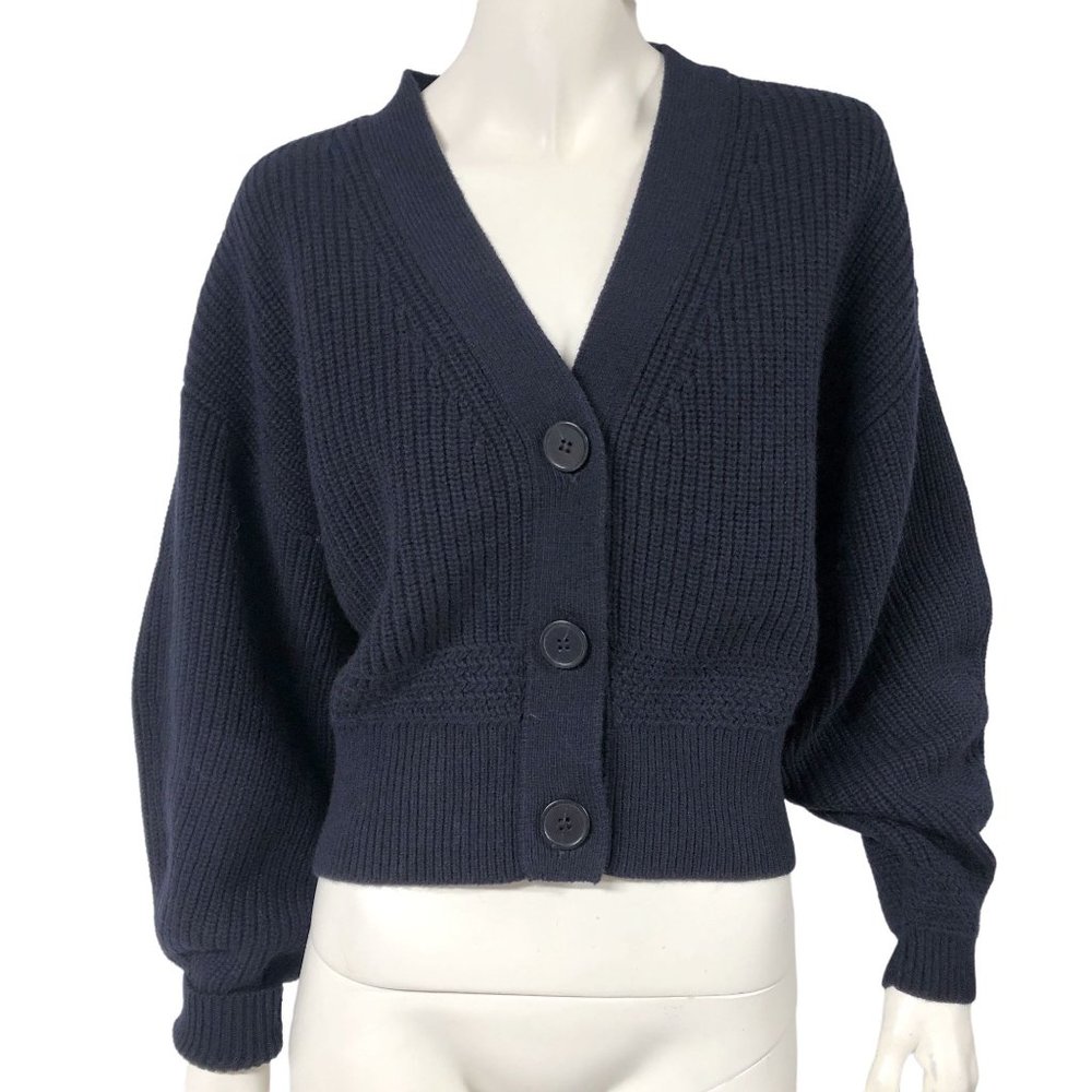 Womens NWT & And Other Stories Navy Wool Blend Chunky Cardigan Sweater Size XS